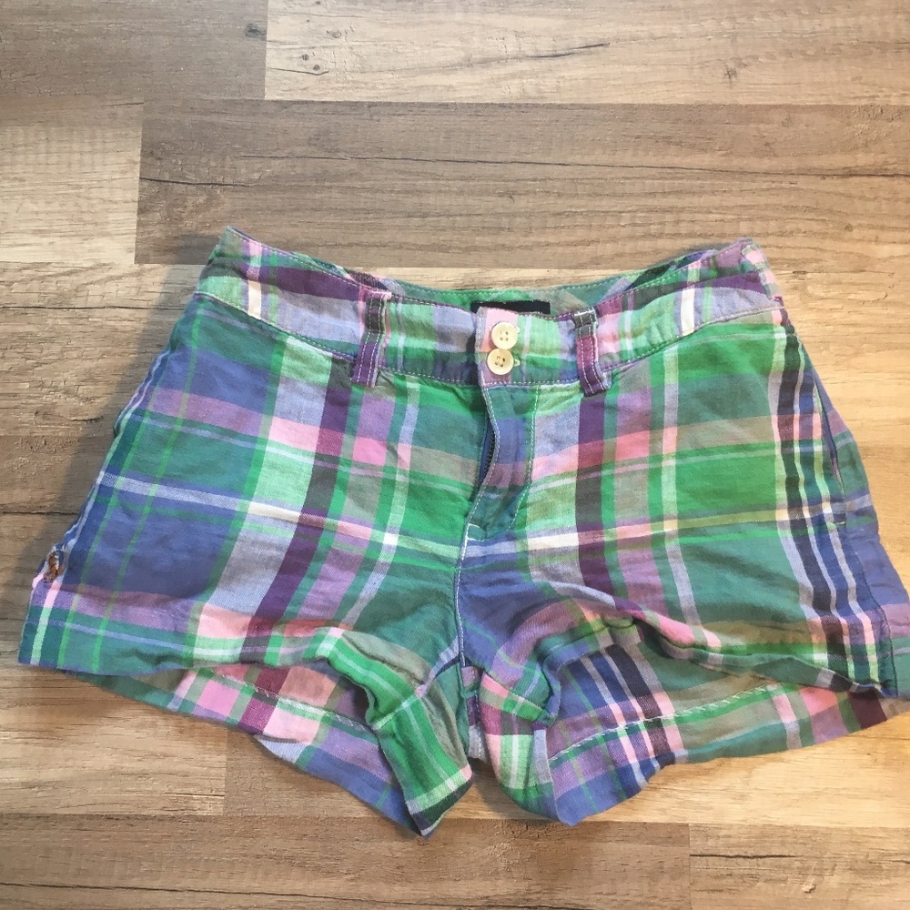 Ralph Lauren Girls Pink and Green Plaid Shorts